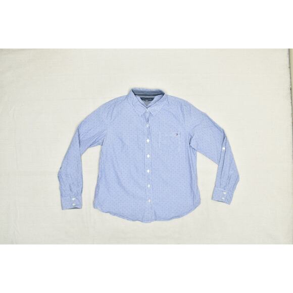 Tommy Hilfiger Shirt Mens Medium Button Up Long Sleeve Pocket Polka Dot - Picture 1 of 8